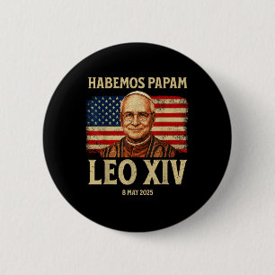 Habemus Papam Leo Xiv New Pope 2025 Usa Flag Souve 6 Cm Round Badge