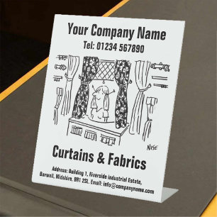 Haberdashery Curtains & Fabrics Pedestal Sign