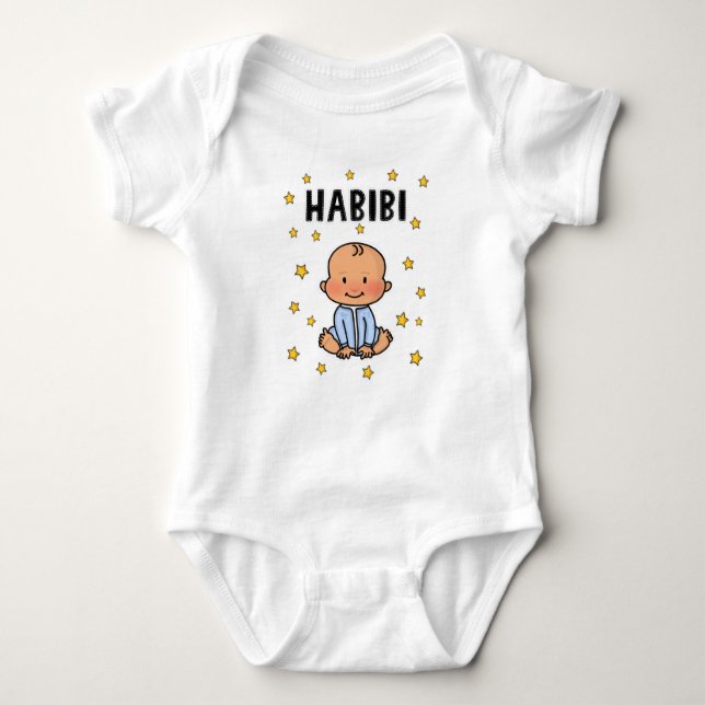 Habibi Baby Boy Blue Bodysuit New baby Arabic (Front)