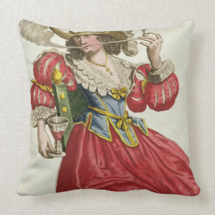 Habit of a wealthy lady about 1630 (coloured engra cushion