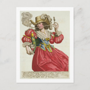 Habit of a wealthy lady about 1630 (coloured engra postcard