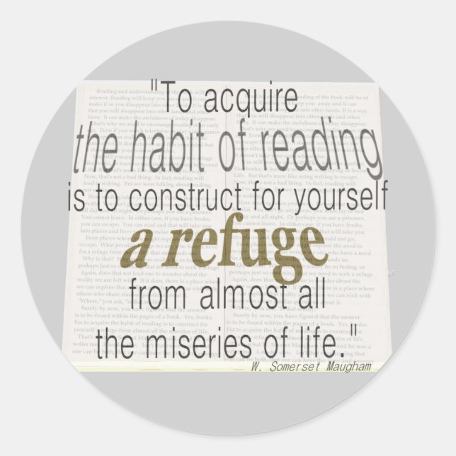 Habit of reading classic round sticker (Front)