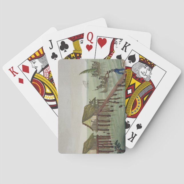 Habitations of the Papu Tribe, Rawak, plate 22 fro Playing Cards (Back)