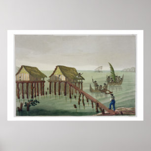 Habitations of the Papu Tribe, Rawak, plate 22 fro Poster