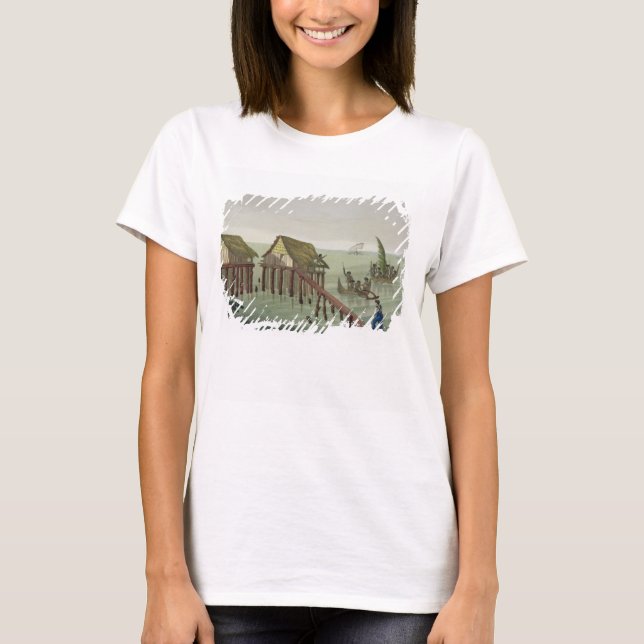 Habitations of the Papu Tribe, Rawak, plate 22 fro T-Shirt (Front)