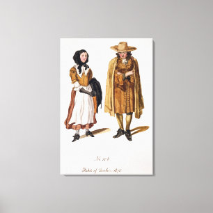 Habits of Quakers, 1675 (coloured engraving) Canvas Print