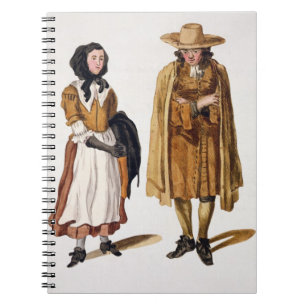 Habits of Quakers, 1675 (coloured engraving) Spiral Notebook