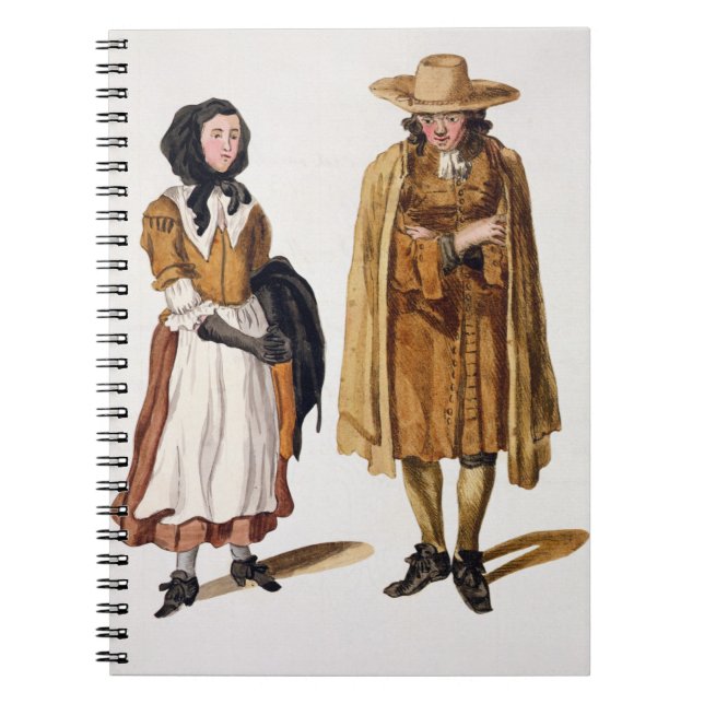 Habits of Quakers, 1675 (coloured engraving) Spiral Notebook (Front)