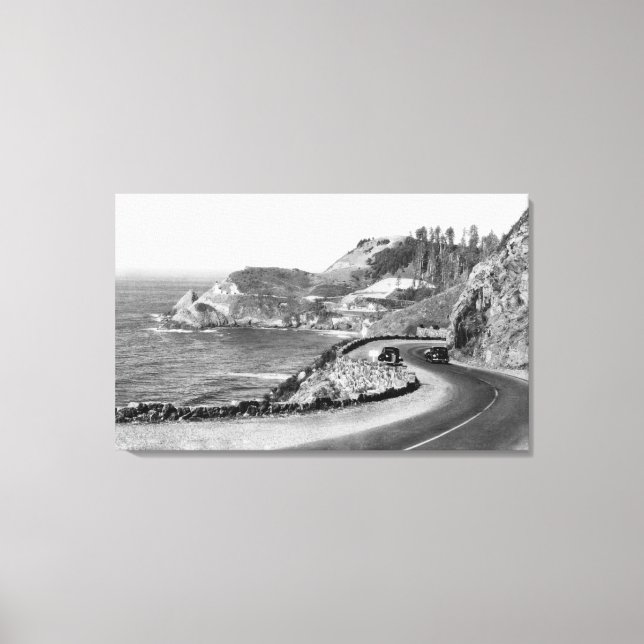 Hacenta Head Lighthouse and Oregon Coast Highway Canvas Print (Front)