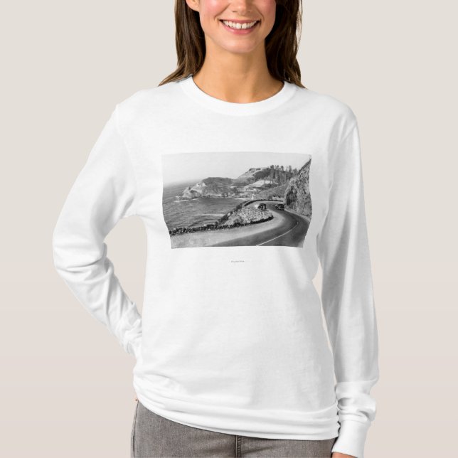 Hacenta Head Lighthouse and Oregon Coast Highway T-Shirt (Front)