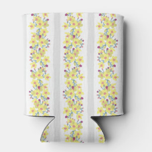 Hacienda Floral Stripe (Yellow/Beige) Can Cooler