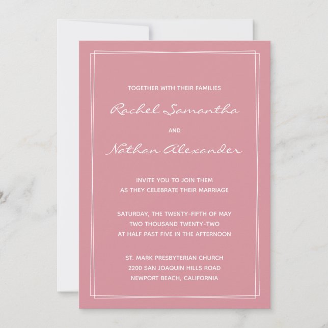 Hacienda Rose Minimalist Wedding Invitations (Front)