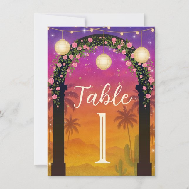 Hacienda Sunset Vibrant Fiesta Table Numbers (Front)