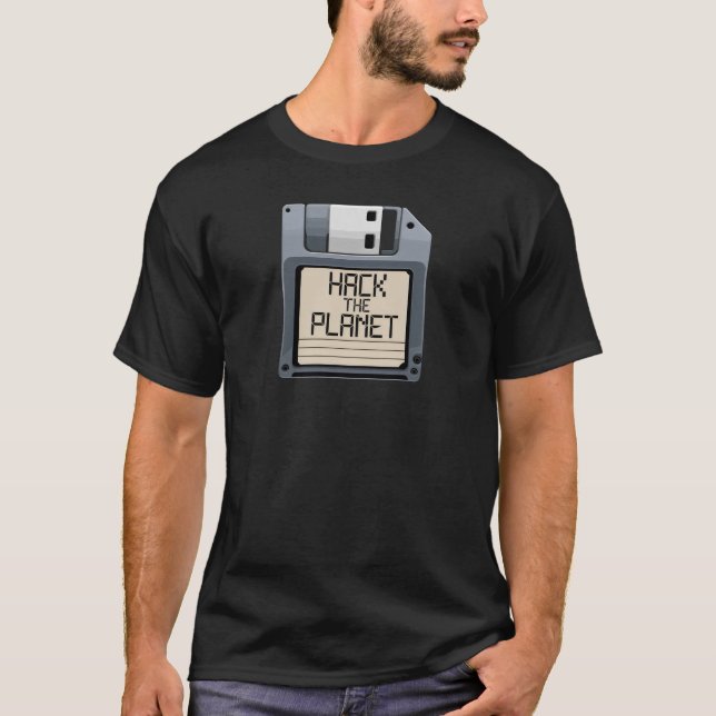 Hack The Planet Floppy Disk T-Shirt (Front)