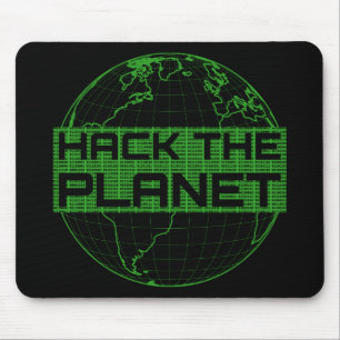 Hack the Planet Green Globe Computer Hacker Design Mouse Pad