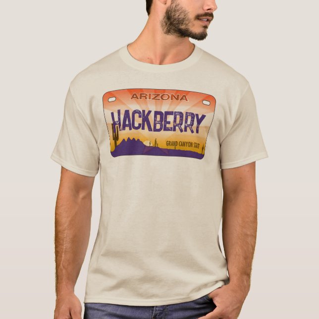 Hackberry Arizona flag license plate shirt (Front)