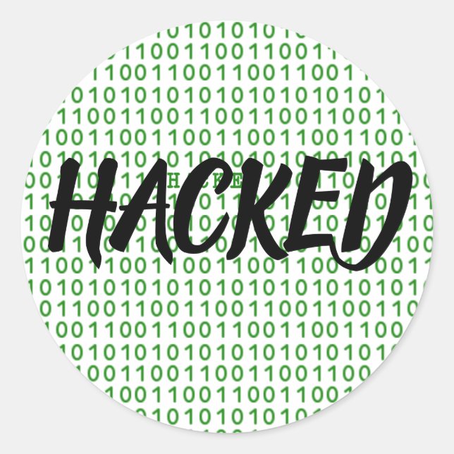 HACKED Binary Code Classic Round Sticker (Front)