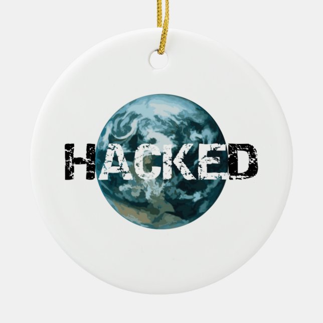 Hacked Planet Earth Ceramic Tree Decoration (Front)
