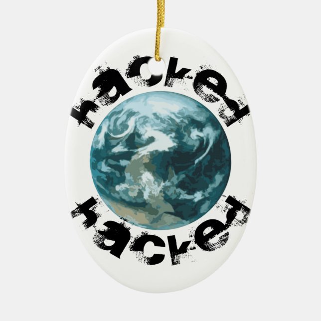 Hacked Planet Earth Ceramic Tree Decoration (Front)