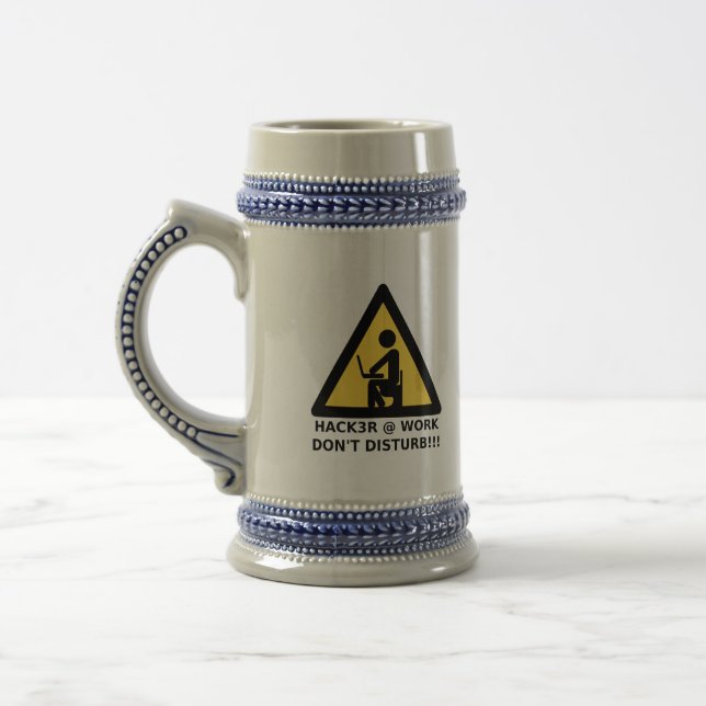 Hacker at work beer stein (Left)