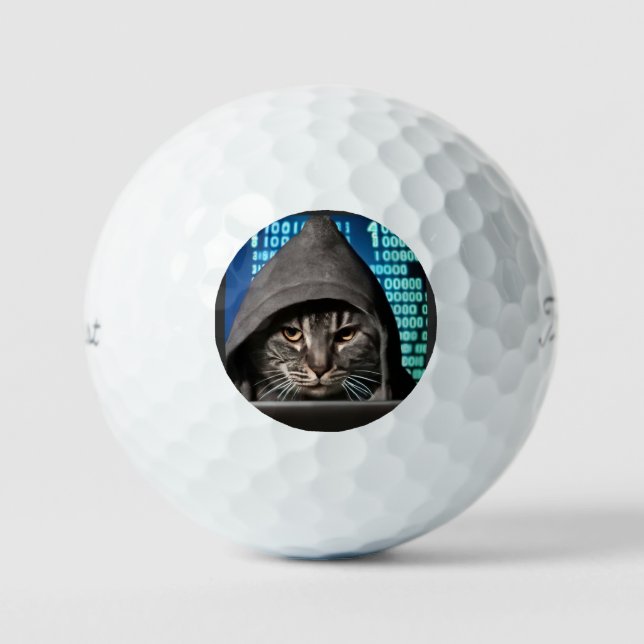 Hacker Black Cat Golf Balls (Front)