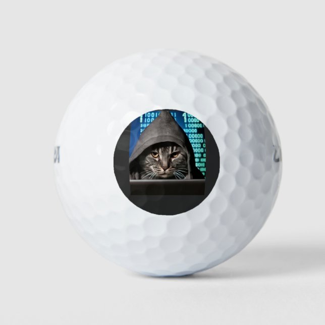 Hacker Black Cat Golf Balls (Front)