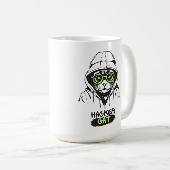 Hacker cat coffee mug (Front Right)