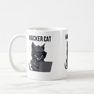 Hacker cat coffee mug