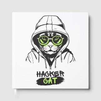Hacker Cat Cyber Gamer Coder Funny Tech Guest Book