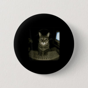 Hacker Cat Meme Funny Computer Cat Kitten Gamer Ca 6 Cm Round Badge