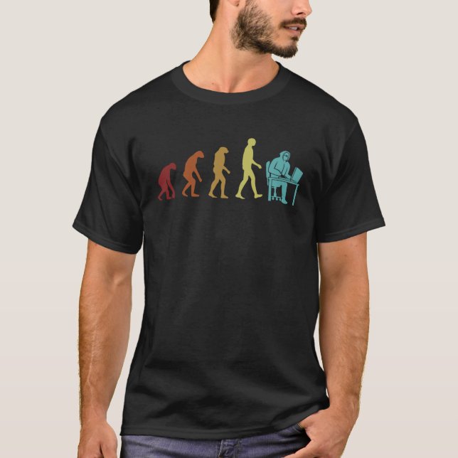 Hacker Evolution Ethical Hacking White Hat Black H T-Shirt (Front)