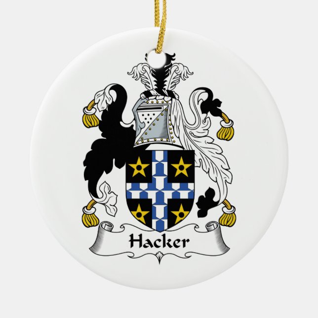 Hacker Family Crest Ceramic Tree Decoration (Front)
