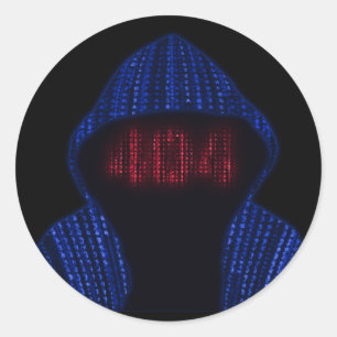 Hacker Hoodie Binary 404 Error Face Classic Round Sticker