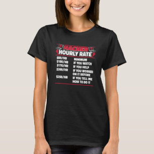 Hacker Hourly Rate Ethical Hacking White Hat Hacke T-Shirt