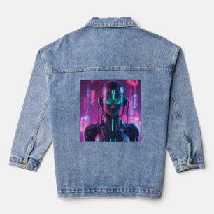 hacker robot denim jacket