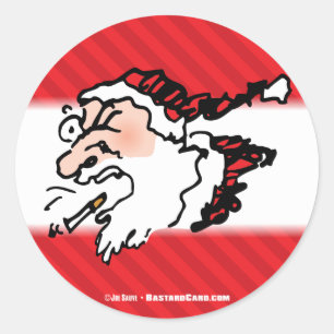 Hackin Santa Funny Cartoon Classic Round Sticker