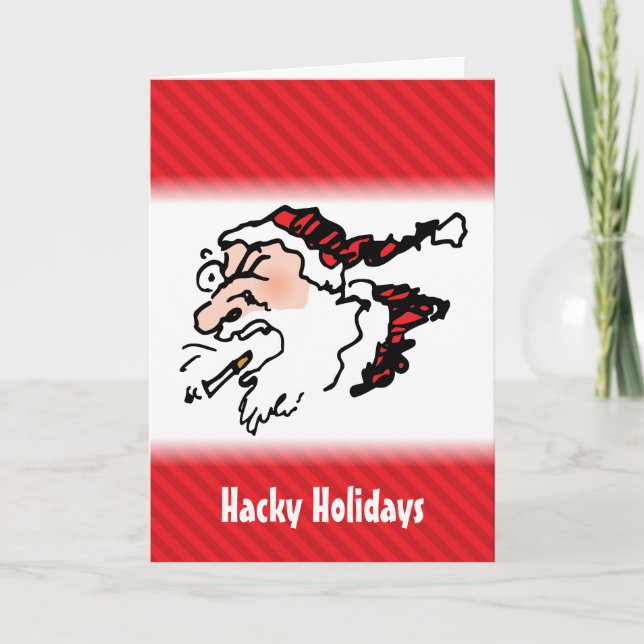 Hackin Santa Funny Cartoon Holiday Card (Front)