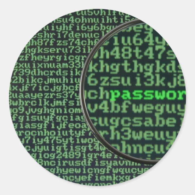Hacking for password classic round sticker (Front)
