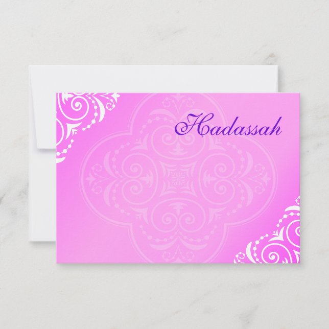 Hadassah Bat Mitzvah Thank You Note Card (Front)