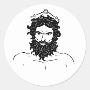 Hades black and white classic round sticker