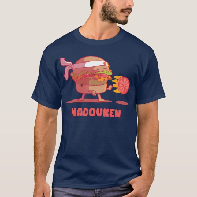 Hadouken Burger Street Fightomato in Fast Food fun T-Shirt (Front)