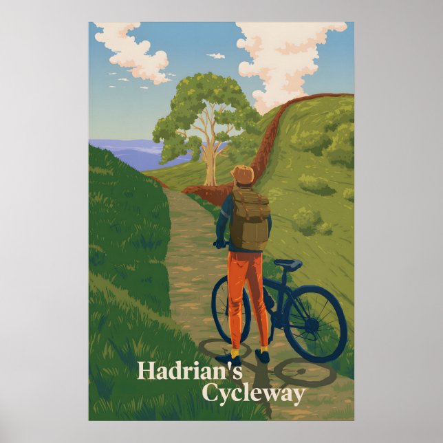 Hadrians Cycleway Cycling Travel Poster (Front)