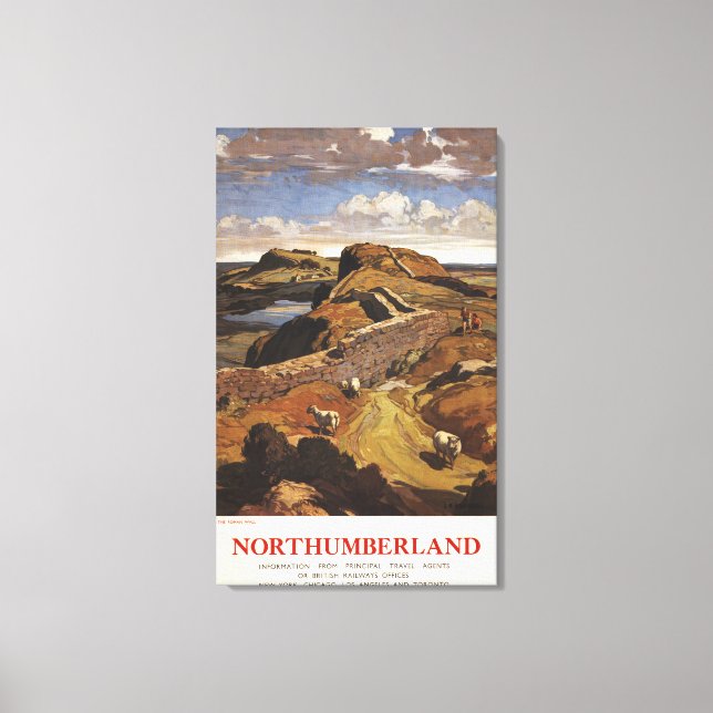 Hadrian's Wall and Sheep British Rail Poster Canvas Print (Front)