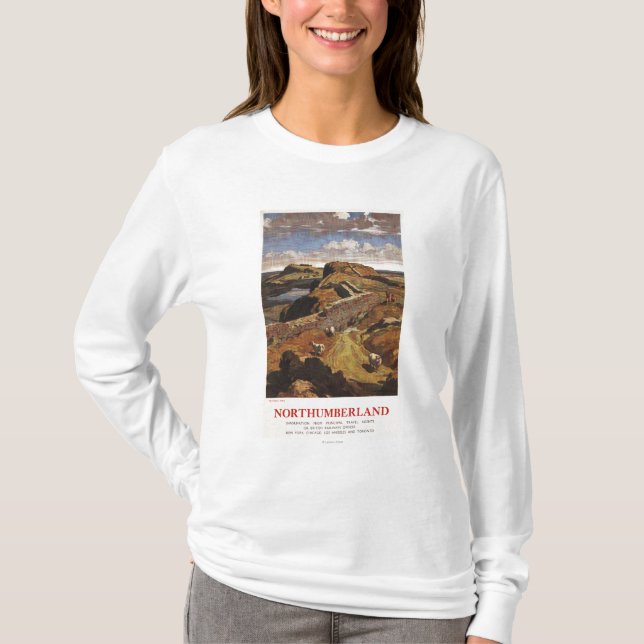 Hadrian's Wall and Sheep British Rail Poster T-Shirt (Front)