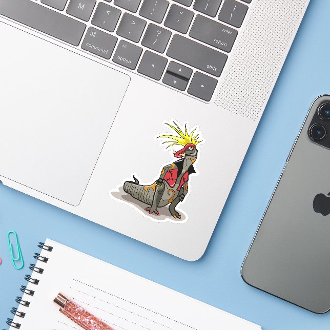 Hadrosaurus Dinosaur Dressed As A Punk. (Laptop w/ iPhone)