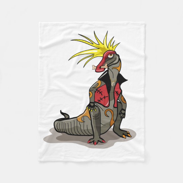 Hadrosaurus Dinosaur Dressed As A Punk. Fleece Blanket (Front)