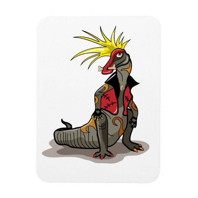 Hadrosaurus Dinosaur Dressed As A Punk. Magnet (Vertical)