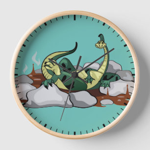 Hadrosaurus Relaxing In A Jacuzzi. Clock