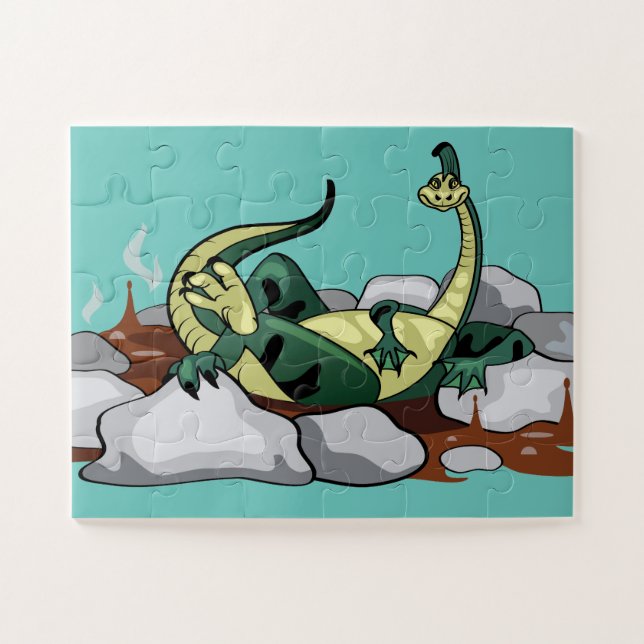 Hadrosaurus Relaxing In A Jacuzzi. Jigsaw Puzzle (Horizontal)