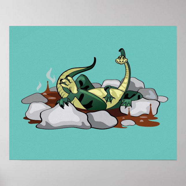 Hadrosaurus Relaxing In A Jacuzzi. Poster (Front)